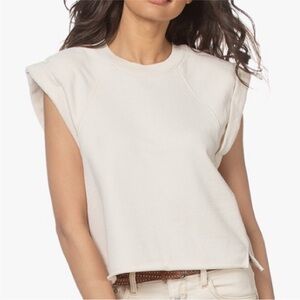 Frame Rolled Up Sweatshirt Pima Cotton Bone Cream Cropped Fit | M